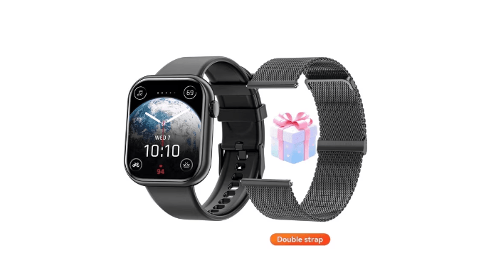 Mingdaln 1.85-inch Men Women's Smart watch with Answer/Make Calls/120+Sports Modes/Two watch straps, IP68 Waterproof Fitness Tracker fits with Android Iphone Devices（Black Milan Steel belt）