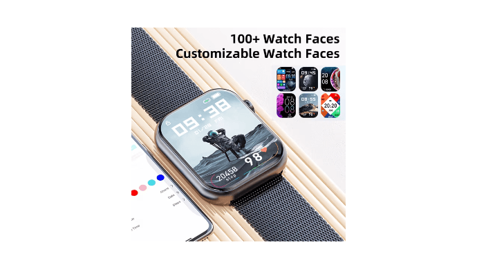 Mingdaln 1.85-inch Men Women's Smart watch with Answer/Make Calls/120+Sports Modes/Two watch straps, IP68 Waterproof Fitness Tracker fits with Android Iphone Devices（Black Milan Steel belt） thumbnail 3