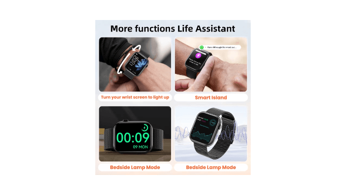 Mingdaln 1.85-inch Men Women's Smart watch with Answer/Make Calls/120+Sports Modes/Two watch straps, IP68 Waterproof Fitness Tracker fits with Android Iphone Devices（Black Milan Steel belt） thumbnail 5