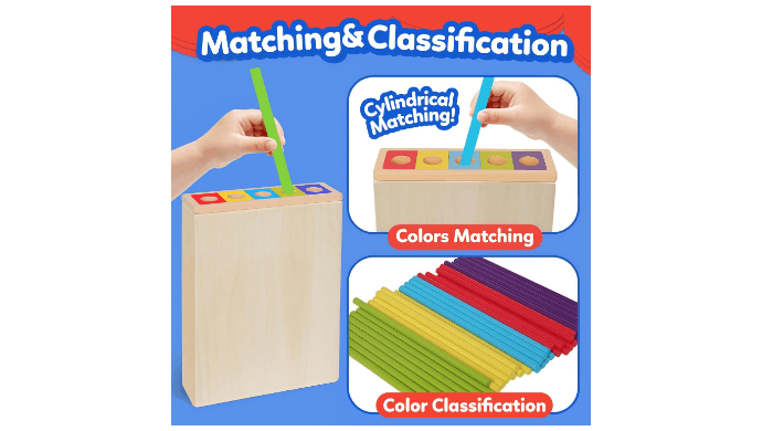 Wooden Sorting Toy Montessori Color & Shape Sorter Class Activity thumbnail 5