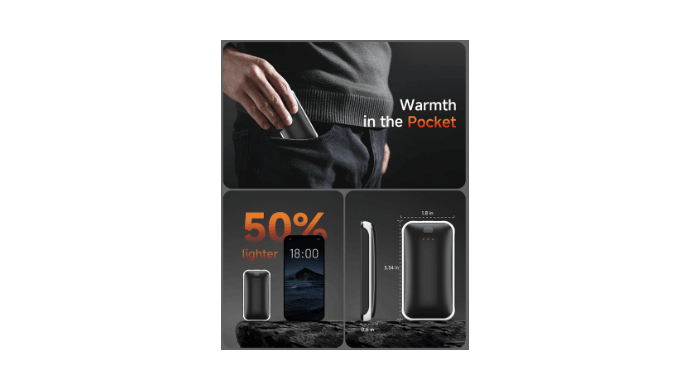 Lerat Hand Warmers Rechargeable 2 Pack, Portable Electric Hand Warmer Max 131℉, Reusable Slim Pocket Heater Handwarmers, Gifts for Men, Women, Outdoor, Golf, Camping, Hunting Essentials thumbnail 4