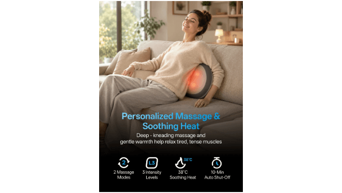 OmyGuard Cordless Shiatsu Massage Pillow with Heat thumbnail 4