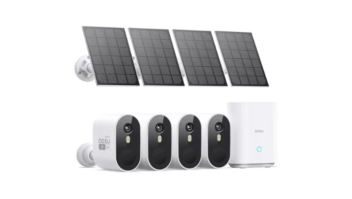 aosu SolarCam System Pro 2K Outdoor Wi-Fi Night Vision 4-Camera Kit