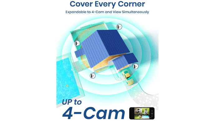 aosu SolarCam System Pro 2K Outdoor Wi-Fi Night Vision 4-Camera Kit thumbnail 5