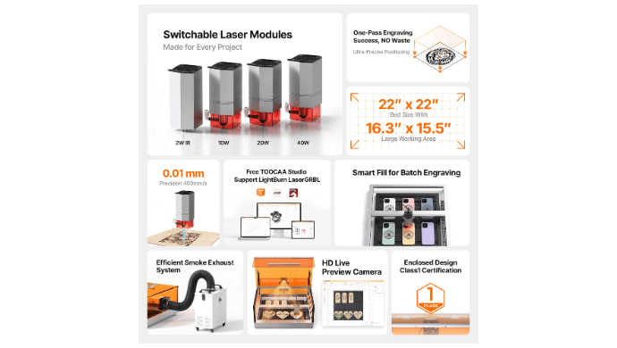 TOOCAA L2 Fully Enclosed Laser Engraver and Cutter thumbnail 2