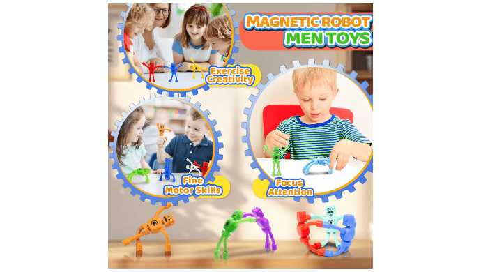 Christmas Stocking Stuffers for Boy Magnetic Robot Men Travel Toys for Kid thumbnail 5