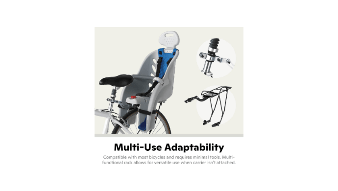Schwinn Deluxe Child Bike Carrier, Seats one Kid Ages 1+, Frame Mount, Adjustable Safety Harness, Quick Release Design, Comfortable Padding, Rear-Mounted Child Bike Seat for Toddler thumbnail 5
