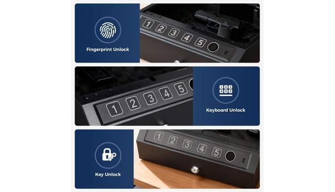 Gun Safe,Biometric Fingerprint Gun Safe for Handgun Pistol Safes thumbnail 3