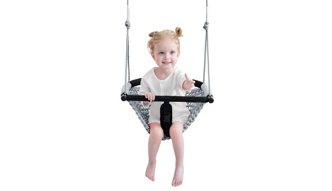 Toddler&2-in-1 Baby Swing - Adjustable Rope Swings Seat for Kids | Indoor & Outdoor Durable Backyard Swing Set for Infants & Toddlers (Gray)