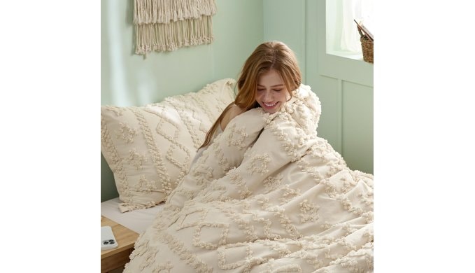 Bedsure Boho Twin Bedding Sets,Bedroom Decor Comforter Set Beige 2 Pieces thumbnail 2