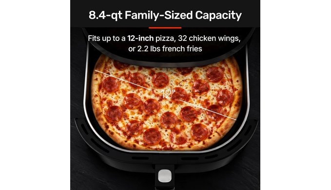 Naples 8.4 Qt Air Fryer, Large Stainless Steel Basket, Dual-Heat thumbnail 4