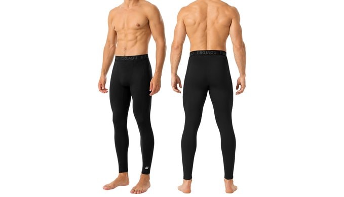 Men's Thermal Compression Pants Fleece Lined Leggings with Pockets thumbnail 2