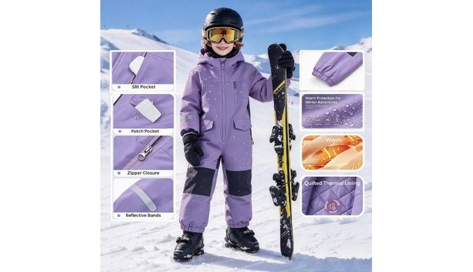 Snow Suit for Kids Waterproof Warm Insulated One Piece Coveralls thumbnail 2