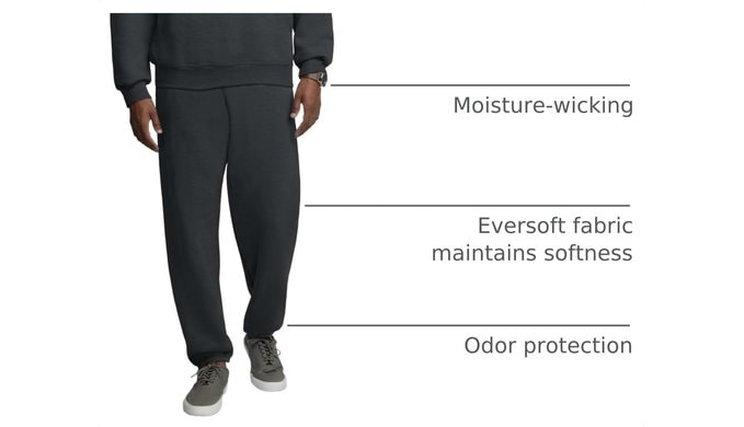 Fruit of the Loom Eversoft Fleece Elastic Bottom Sweatpants with Pockets, Relaxed Fit, Moisture Wicking, Breathable thumbnail 4