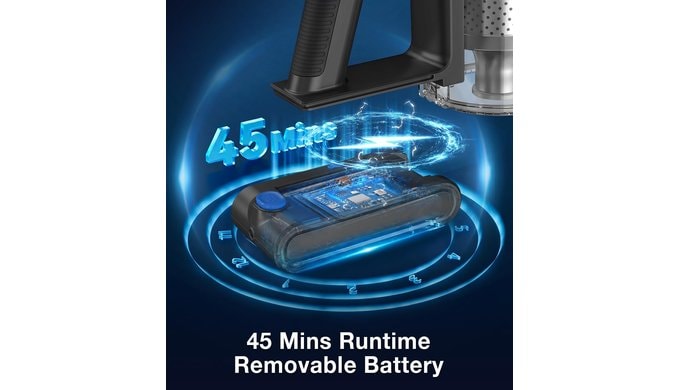 Cordless Vacuum Cleaner, 480W/45Kpa Vacuum Cleaners for Home, Self-Standing Stick Vacuum with LED Display, Anti-Tangle & Wall Mount Charging, 8 in 1 Lightweight Vacuum for Hard Floors Carpet Pet Hair thumbnail 5