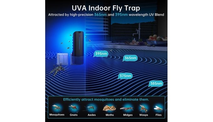 BURLAN Flying Insect Trap, Plug-in Fruit Fly Trap Indoor 9W Night UV Light thumbnail 2