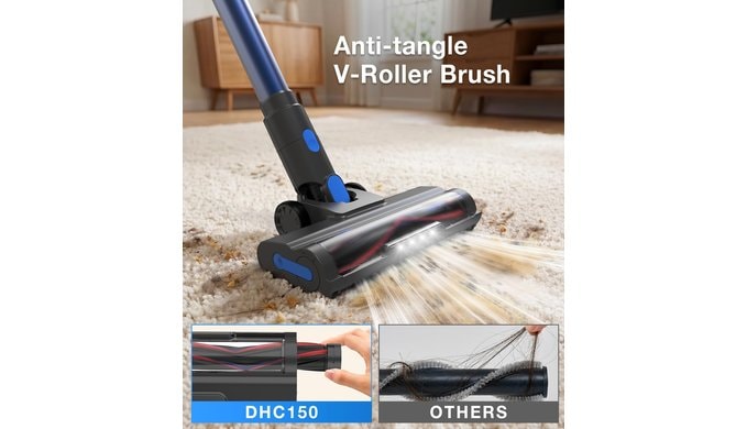 Cordless Vacuum Cleaner, 480W/45Kpa Vacuum Cleaners for Home, Self-Standing Stick Vacuum with LED Display, Anti-Tangle & Wall Mount Charging, 8 in 1 Lightweight Vacuum for Hard Floors Carpet Pet Hair thumbnail 3