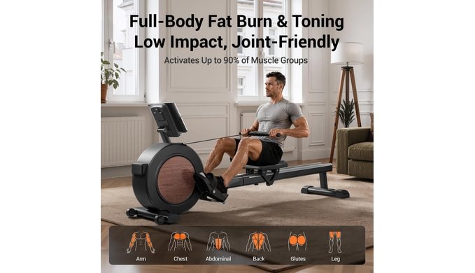 UMAY Rowing Machines for Home, Magnetic Rower Indoor with Dual Slide Rail thumbnail 2