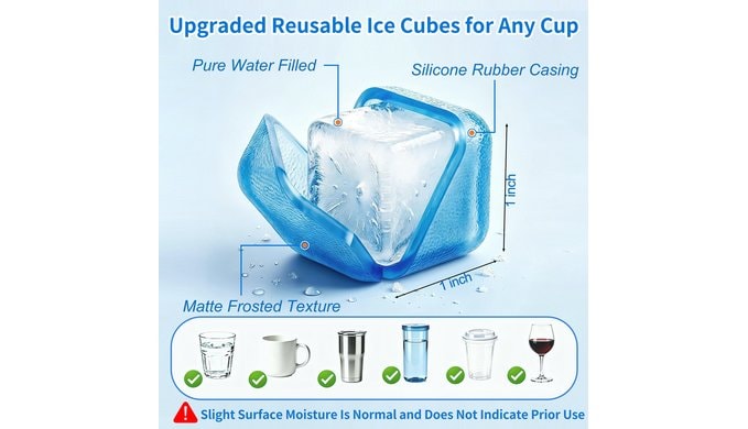 400 Pack Reusable Ice Cubes for Drinks with Ice Scoop thumbnail 2