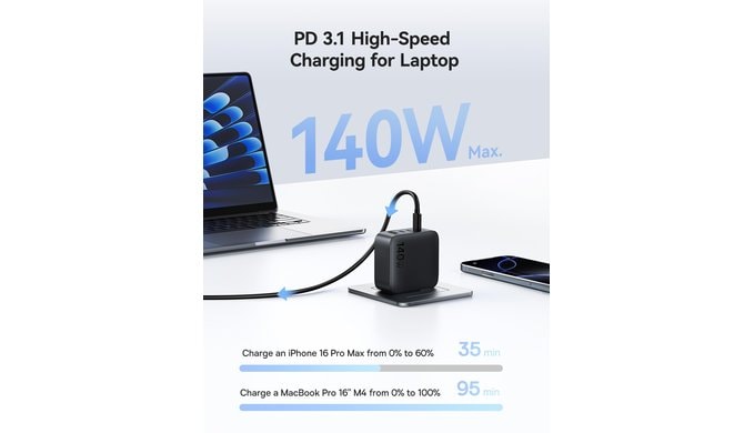 Baseus PD3.1 140W USB C Charger PPS Fast Charger Type C Fast Charging Block thumbnail 2