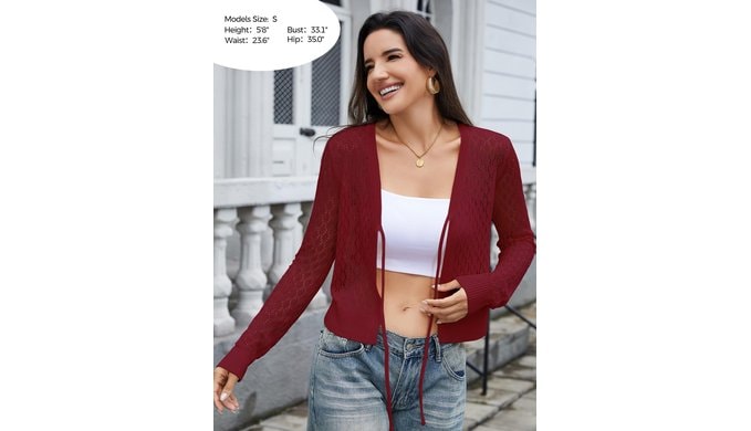 Women’s Crochet Shrugs Cardigans V Neck Light Weight Beach Sweaters thumbnail 4