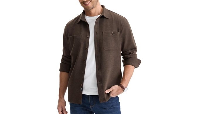 Comdecevis Men's Casual Button Down Brushed Twill Shirt Jacket thumbnail 2