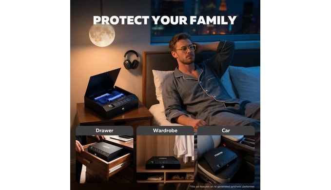 Gun Safe,Biometric Fingerprint Gun Safe for Handgun Pistol Safes thumbnail 5