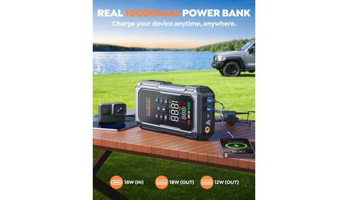 6000A 160PSI 9-in-1 Car Battery Jump Starter with Air Compressor & Air Blower (All Gas 12L Diesel), Battery Jumper Starter Portable Jump Box for Car Battery with 800LM Light/18W Fast Charge thumbnail 5