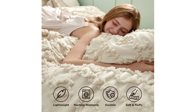 Bedsure Boho Twin Bedding Sets,Bedroom Decor Comforter Set Beige 2 Pieces thumbnail 5
