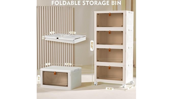 Storage Bins with Lid - 4 Tier 23.1qt Plastic Stackable Storage Bin thumbnail 2
