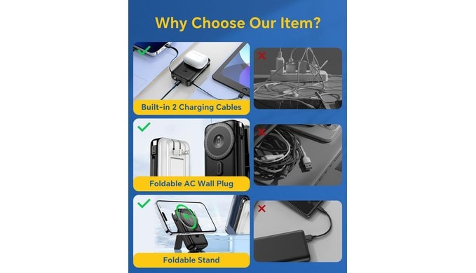 for Magsafe Battery Pack, Real Capacity 10000mAh with AC Wall Plug Charger thumbnail 4
