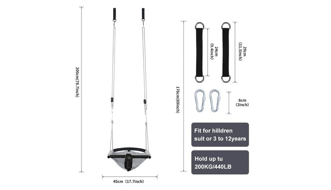 Toddler&2-in-1 Baby Swing - Adjustable Rope Swings Seat for Kids | Indoor & Outdoor Durable Backyard Swing Set for Infants & Toddlers (Gray) thumbnail 3