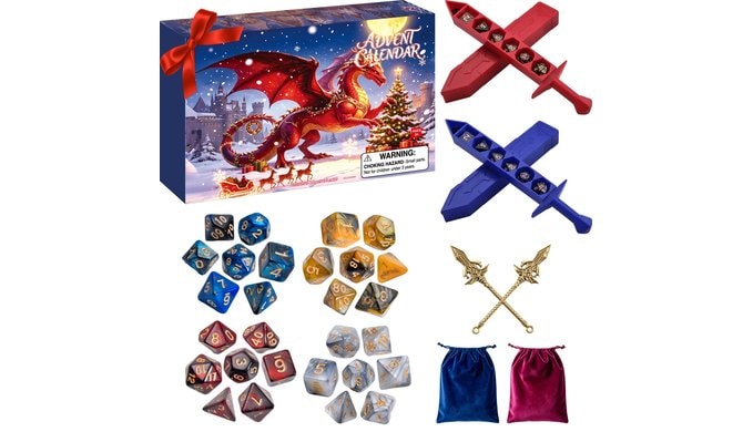 DND Dice Advent Calendar 2026, 24 Days Christmas Countdown Calendar, Surprise D&D Gifts for Dice Goblin, Adults, Teens & Kids, DND Polyhedral Dice Sets for Dungeons and Dragons TTRPG Fan, MTG, Role Playing Table Game Christmas Advent Calendar 2026