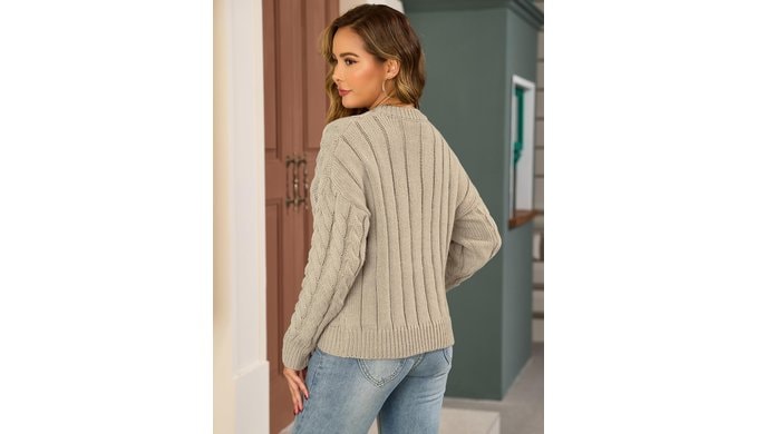 ZAFUL Womens Oversized Sweaters 2025 Cable Knit Chunky Sweater Long Sleeve Crewneck Pullover Loose Outfits thumbnail 4
