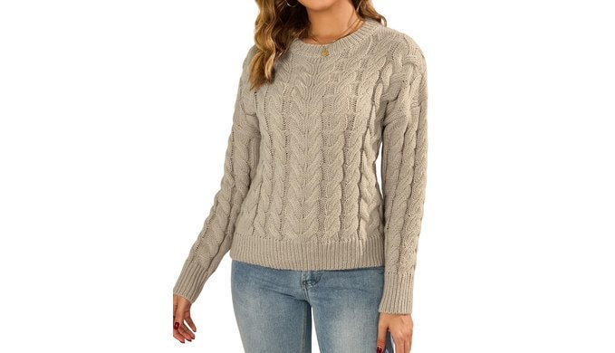 ZAFUL Womens Oversized Sweaters 2025 Cable Knit Chunky Sweater Long Sleeve Crewneck Pullover Loose Outfits