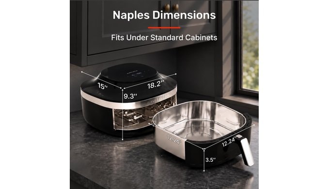 Naples 8.4 Qt Air Fryer, Large Stainless Steel Basket, Dual-Heat thumbnail 3