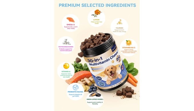 30-in-1 Dog Vitamins and Supplements, Complete Dog Multivitamin, Beef 200ct thumbnail 3
