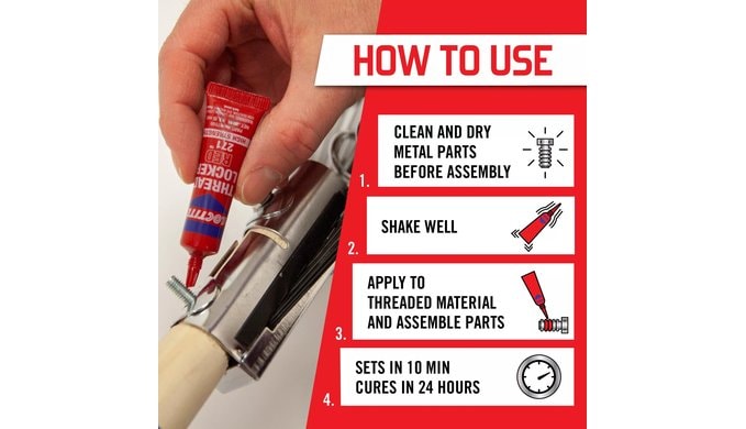 Loctite Threadlocker Red 271 Permanent Screw Glue, 6 ml, 1 Pack thumbnail 3