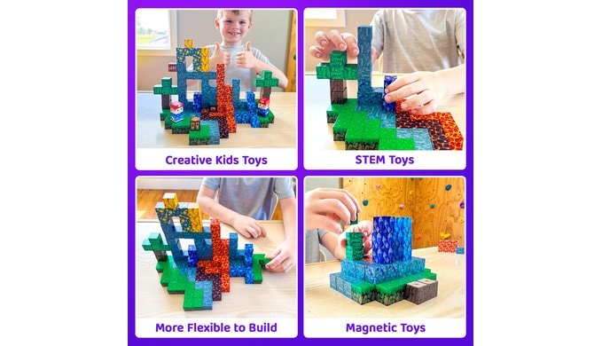 Toyvimo Magnetic Blocks 100PCS Kids Toys Magnetic Building Blocks Build Mine Magnet World Craft Cubes Boys Toys Ages 3-5 4-6 5-7 6-8, 3-12 Year Old Boy Birthday Gifts thumbnail 2