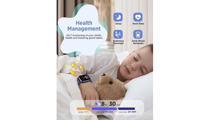 Kids Smartwatch No App Needed Fitness Tracker Flashlight 20 Games Blue thumbnail 4