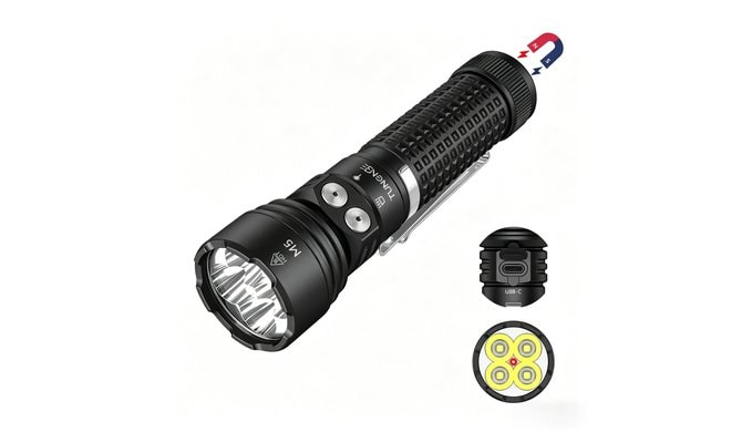 M5 EDC Tactical Flashlight Rechargeable,5200Lm White & Red Light
