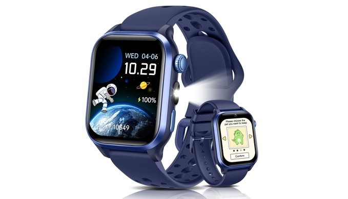 Kids Smartwatch No App Needed Fitness Tracker Flashlight 20 Games Blue