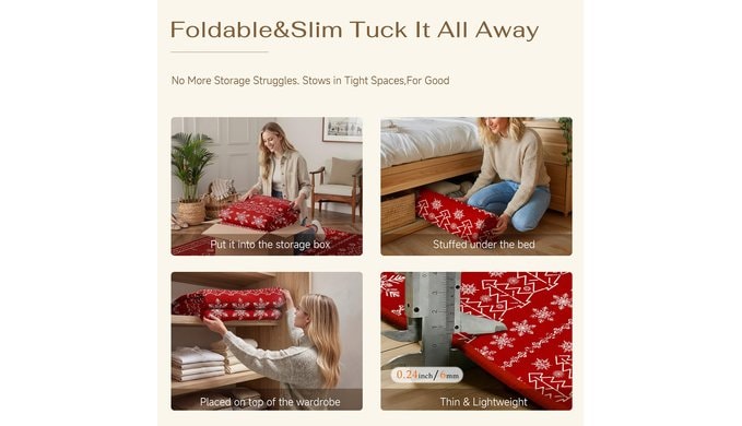 Christmas Area Rug 5x7 Red Snowflake Washable thumbnail 5
