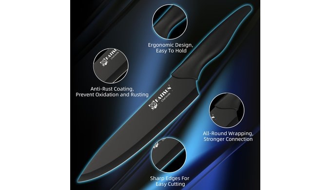 17-Piece Black Kitchen Knife Set with Block thumbnail 4