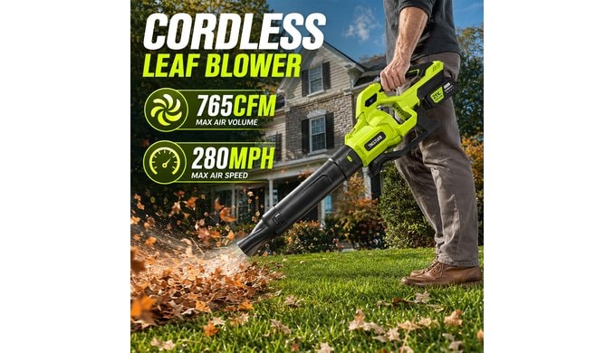 Leaf Blower, Handheld Electric Leaf Blower with 5 Speed Modes, Green thumbnail 2