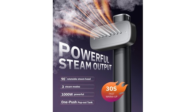 OGHom Steamer for Clothes, 110-240V Travel Steamer & Iron 2 in 1, 1000W Powerful Steam, Portable Handheld Garment Wrinkle Remover, 30s Fast Heat-Up with Dry& 2-Steam Control, for Global & Europe-Black thumbnail 3