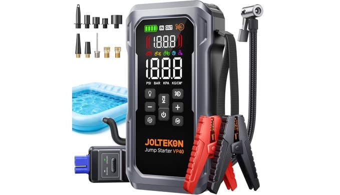 6000A 160PSI 9-in-1 Car Battery Jump Starter with Air Compressor & Air Blower (All Gas 12L Diesel), Battery Jumper Starter Portable Jump Box for Car Battery with 800LM Light/18W Fast Charge thumbnail 1