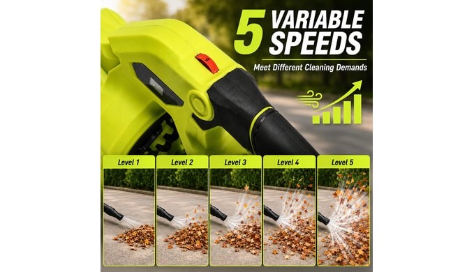 Leaf Blower, Handheld Electric Leaf Blower with 5 Speed Modes, Green thumbnail 3