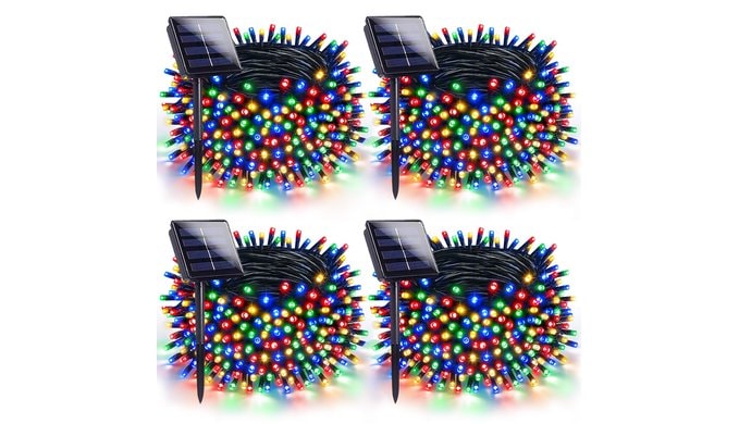Solar Christmas Lights Outdoor 4 Pack 152FT 400LED String Lights Multicolor