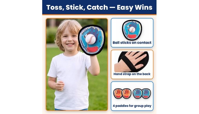 Velcro Ball and Catch Game Outdoor Toys for Kids Ages 3-12+ thumbnail 2